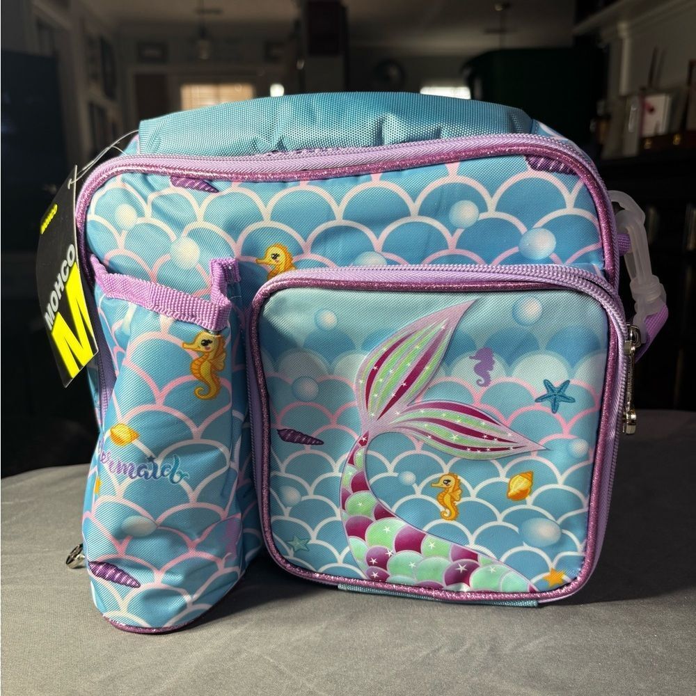 New Kids Mermaid Lunch Bag and Bottle Holder - Blue & Purple Mohco